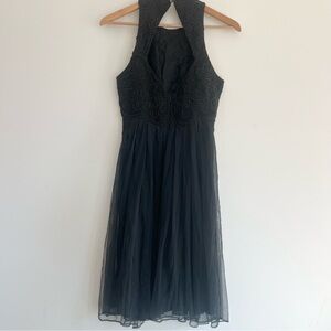 Marie St. Claire Semi Formal Beaded Dress Mini Gown w Open Back Halter Tulle 4